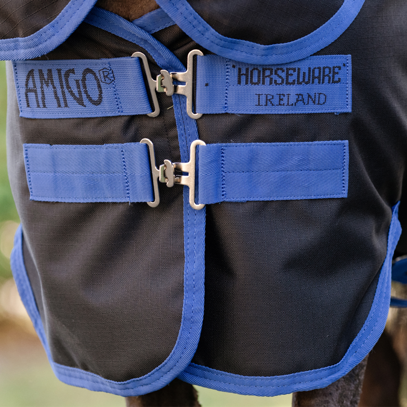 Horseware Amigo Ripstop 900D Petite 0g Turnout Rug - Black/Classic Blue-1