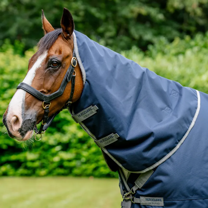 Horseware Amigo Bravo 12 XL Turnout Rug Hood 0g - Navy/Titanium Grey Silver