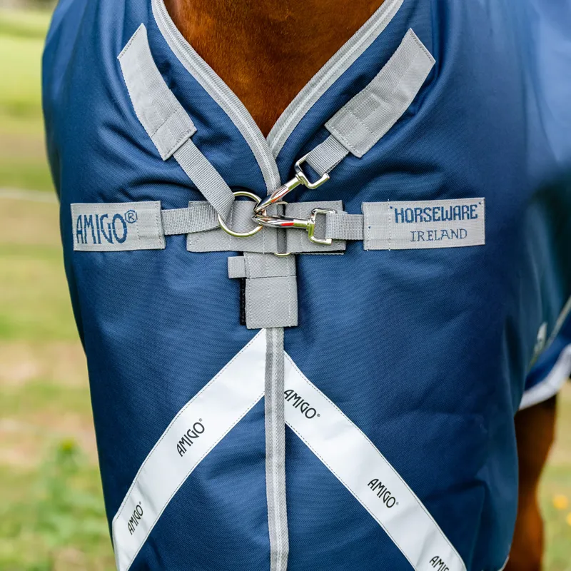 Horseware Amigo Bravo 12 Plus Lite 0g Turnout Rug - Navy/Titanium Grey Silver-1
