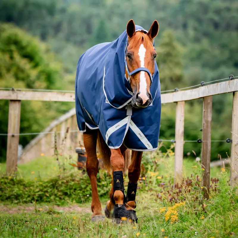 Horseware Amigo Bravo 12 Plus Lite 0g Turnout Rug - Navy/Titanium Grey Silver-6