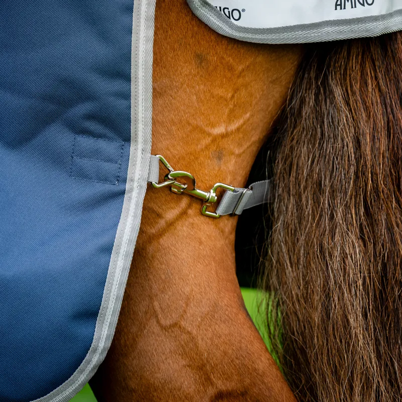 Horseware Amigo Bravo 12 Plus Lite 0g Turnout Rug - Navy/Titanium Grey Silver-3