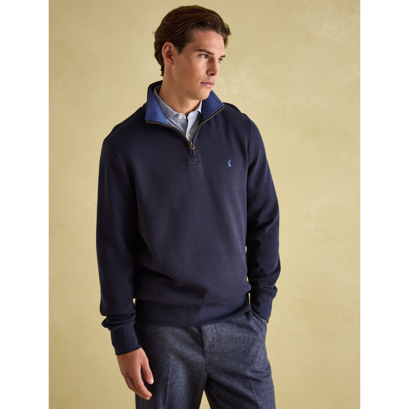 Joules Men's Alistair Quarter Zip Cotton Sweatshirt - Navy-1