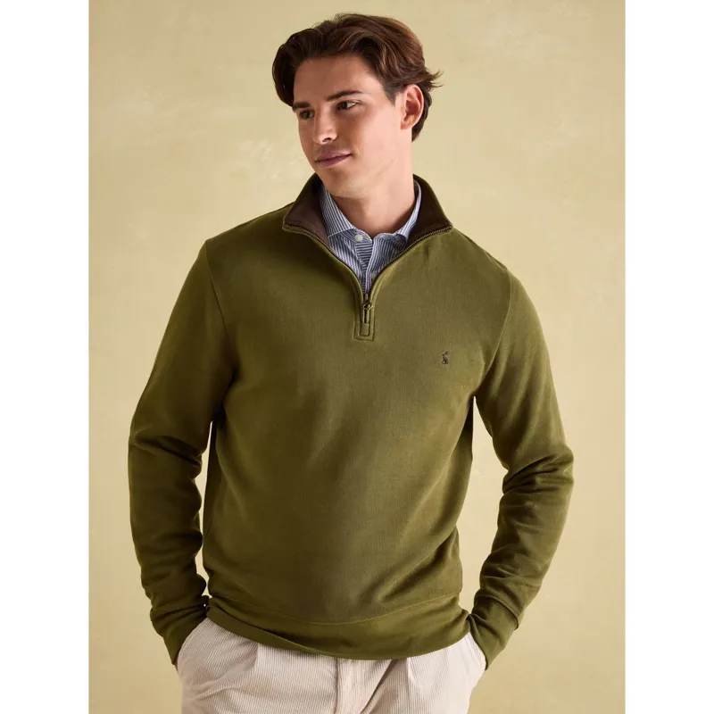 Joules Men's Alistair Quarter Zip Cotton Sweatshirt - Green-1