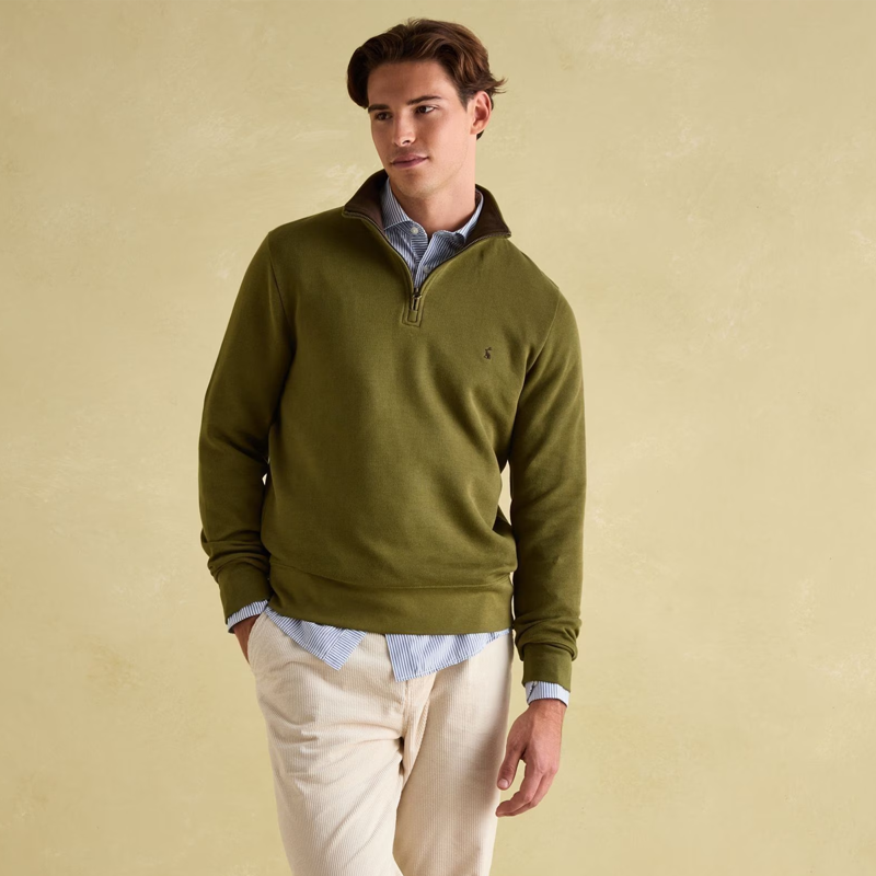 Joules Men's Alistair Quarter Zip Cotton Sweatshirt - Green-3
