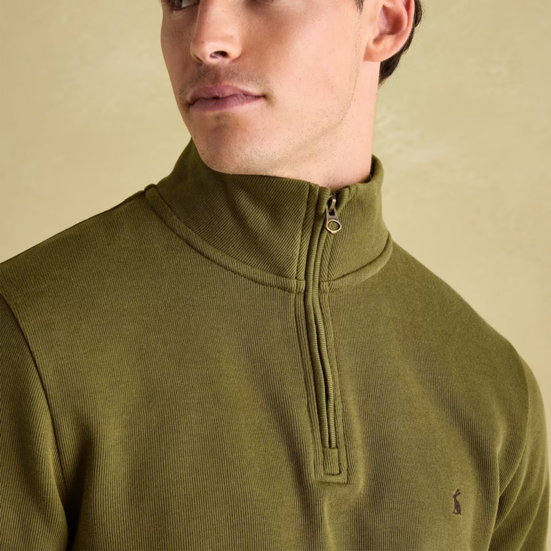 Joules Men's Alistair Quarter Zip Cotton Sweatshirt - Green-4