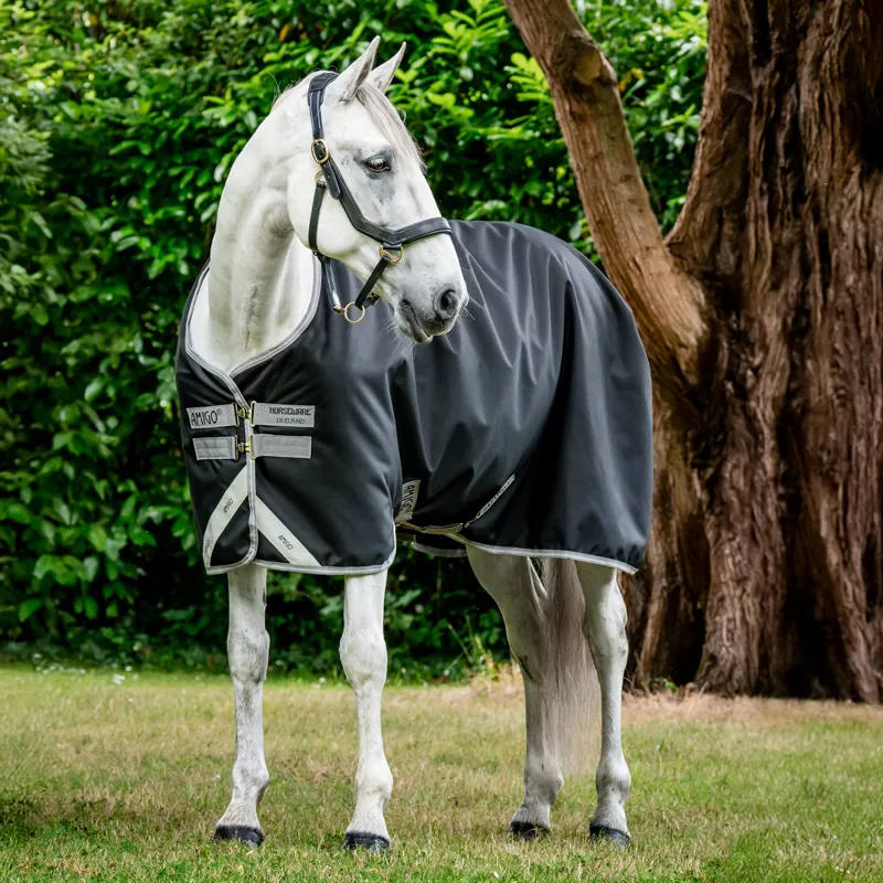 Horseware Amigo Bravo 12 Original 100g Turnout Rug - Black/Titanium Grey Silver-1