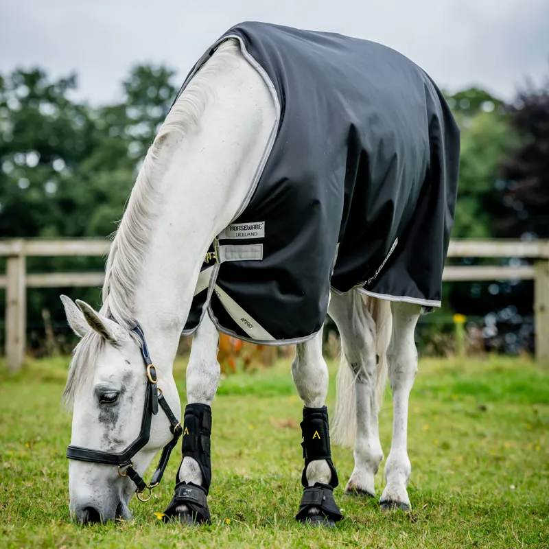 Horseware Amigo Bravo 12 Original 100g Turnout Rug - Black/Titanium Grey Silver-2