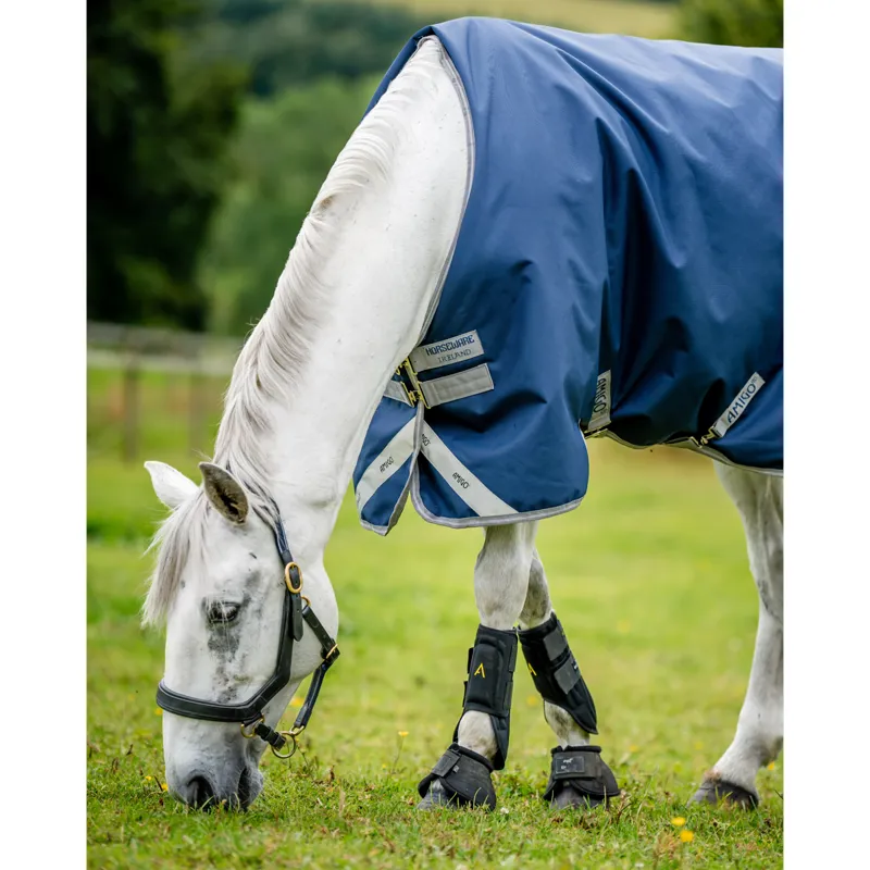 Horseware Amigo Bravo 12 Original 100g Turnout Rug - Navy/Titanium Grey Silver-2