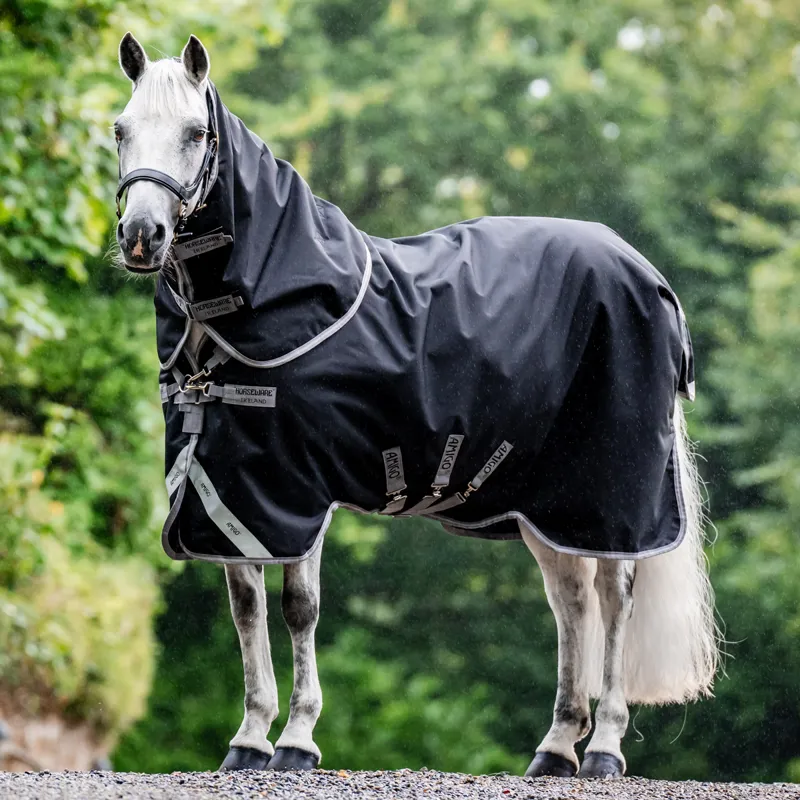 Horseware Amigo Bravo 12 Plus Bundle Turnout Rug - 50g Outer with 100g and 200g Liner - Black/Titanium Grey Silver