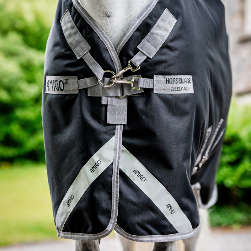 Horseware Amigo Bravo 12 Plus Bundle Turnout Rug - 50g Outer with 100g and 200g Liner - Black/Titanium Grey Silver-2
