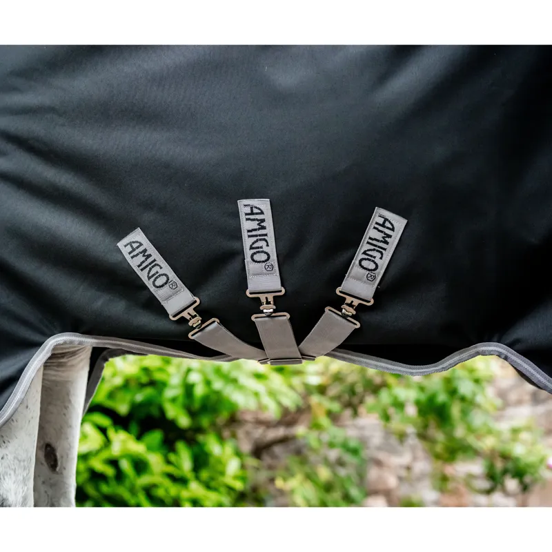 Horseware Amigo Bravo 12 Plus Bundle Turnout Rug - 50g Outer with 100g and 200g Liner - Black/Titanium Grey Silver-1