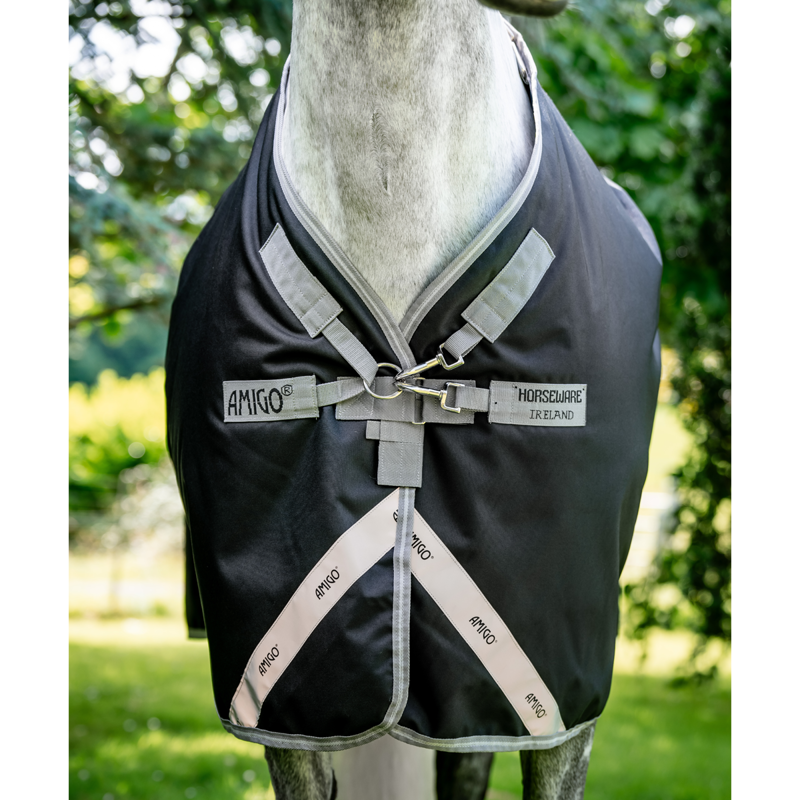 Horseware Amigo Bravo 12 XL Original Lite 0g Turnout Rug - Black/Titanium Grey Silver-1