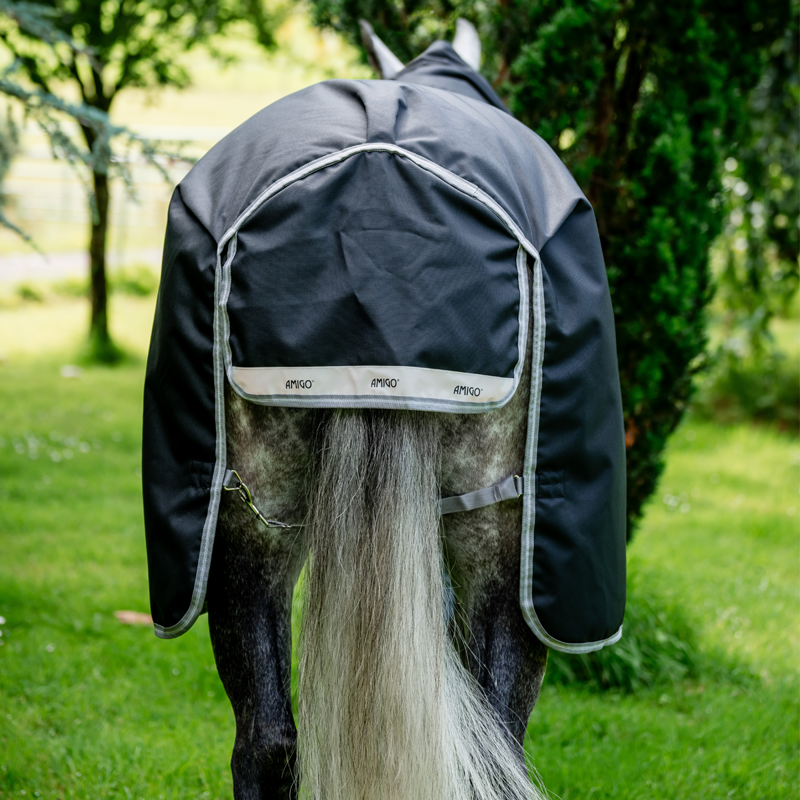 Horseware Amigo Bravo 12 XL Original Lite 0g Turnout Rug - Black/Titanium Grey Silver-2