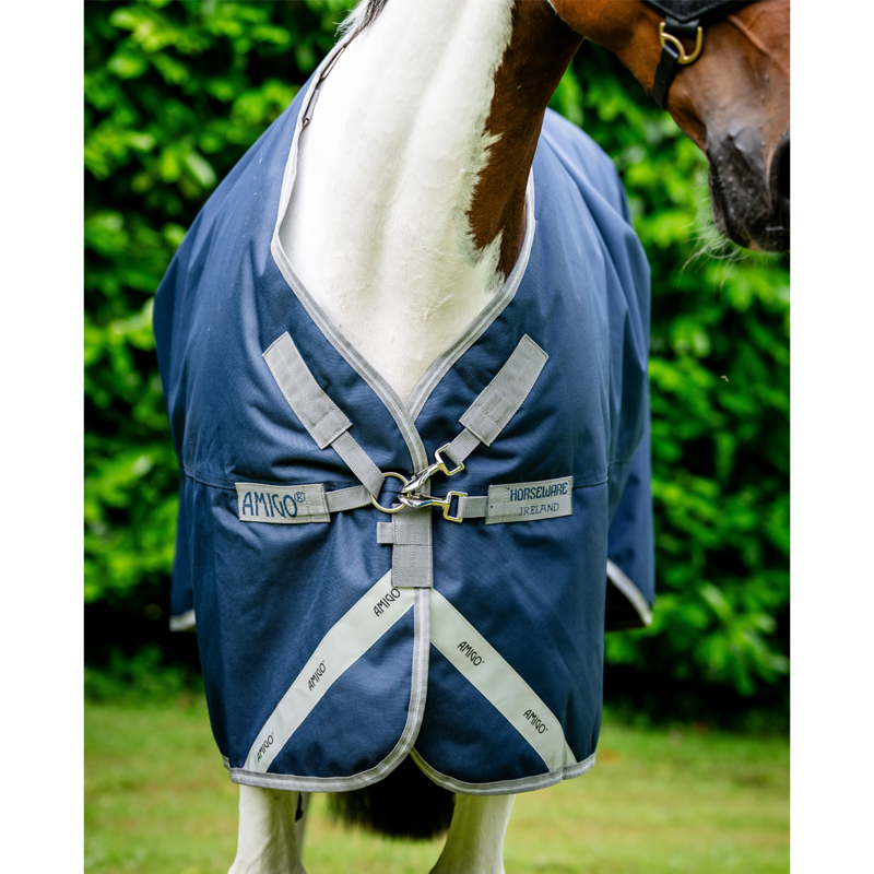 Horseware Amigo Bravo 12 XL Original Medium 250g Turnout Rug - Navy/Titanium Grey Silver-2