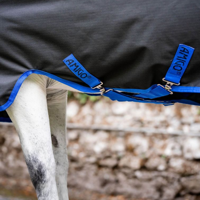 Horseware Amigo Ripstop 900 0g Turnout Rug - Black/Classic Blue-2