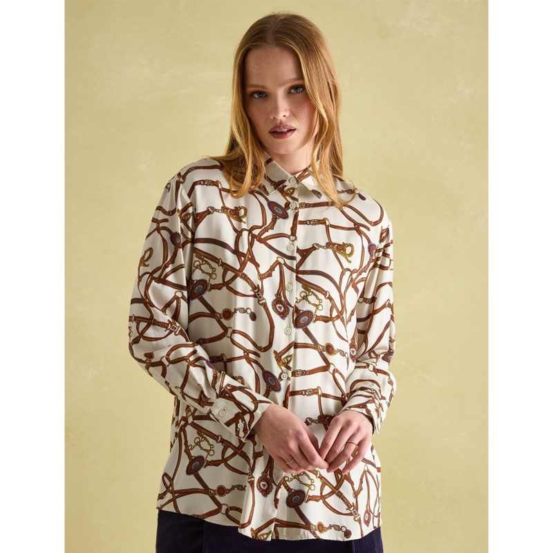 Joules Ladies Amilla Satin Shirt - Creme Bridle-1