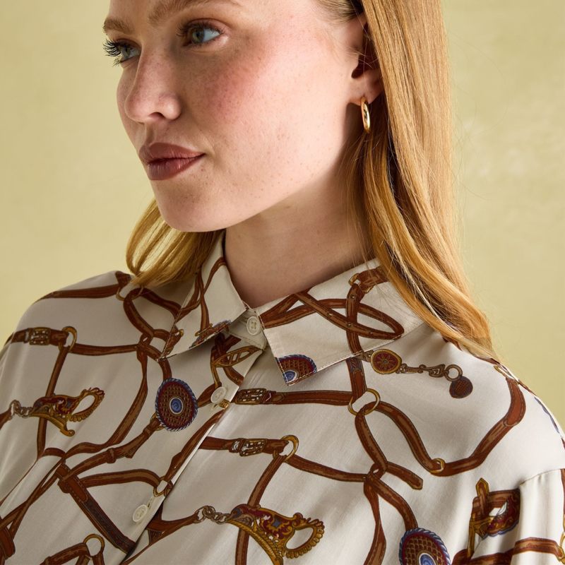 Joules Ladies Amilla Satin Shirt - Creme Bridle-4