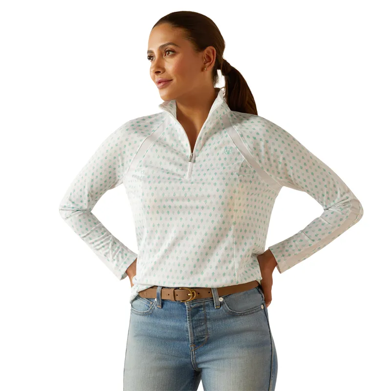 Ariat Women's Sunstopper 3.0 1/4 Zip Base Layer -  Beach Glass Print