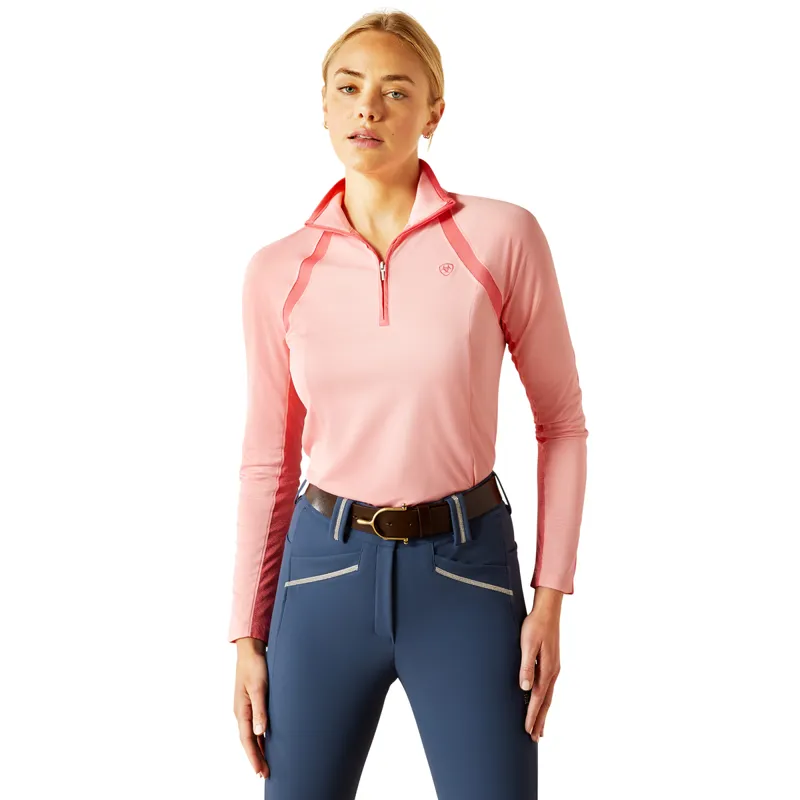 Ariat Women's Sunstopper 3.0 1/4 Zip Base Layer - Flamingo Pink