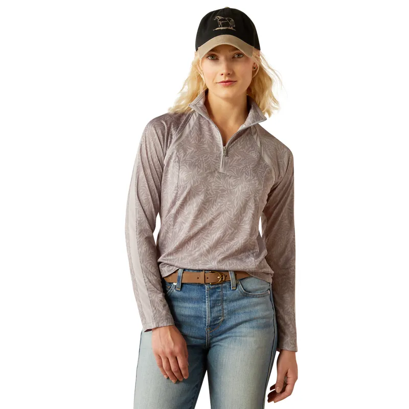 Ariat Women's Sunstopper 3.0 1/4 Zip Base Layer - Silver Sconce Fern