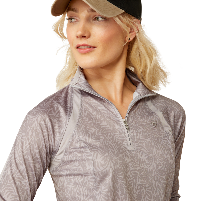 Ariat Women's Sunstopper 3.0 1/4 Zip Base Layer - Silver Sconce Fern-2