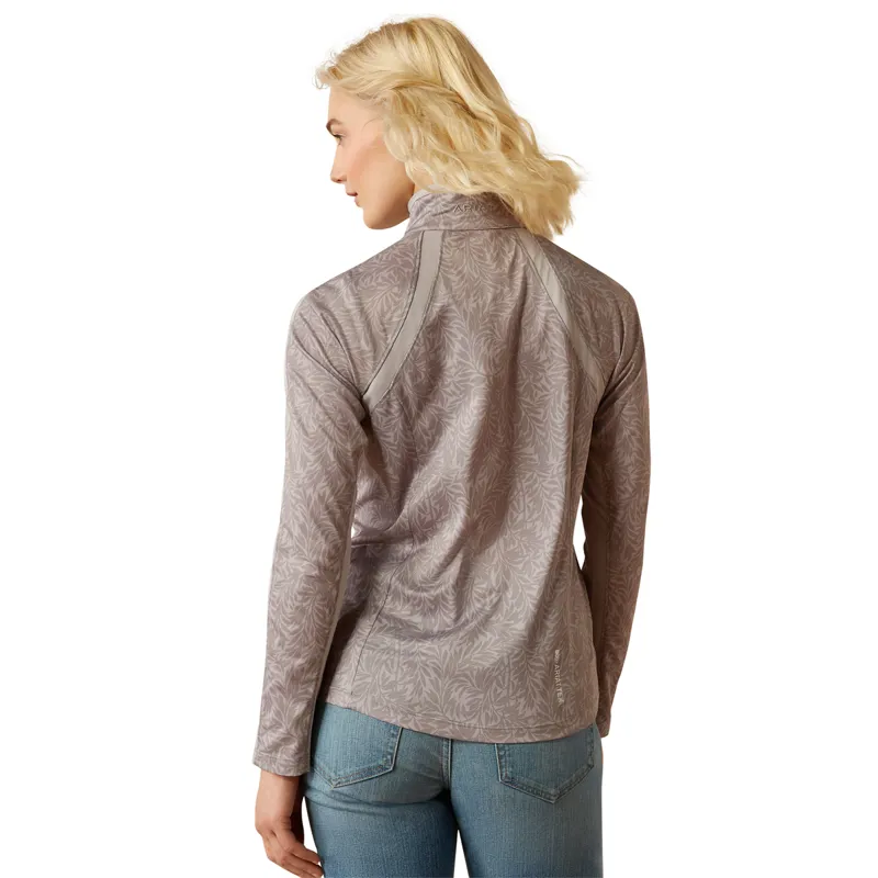 Ariat Women's Sunstopper 3.0 1/4 Zip Base Layer - Silver Sconce Fern-1