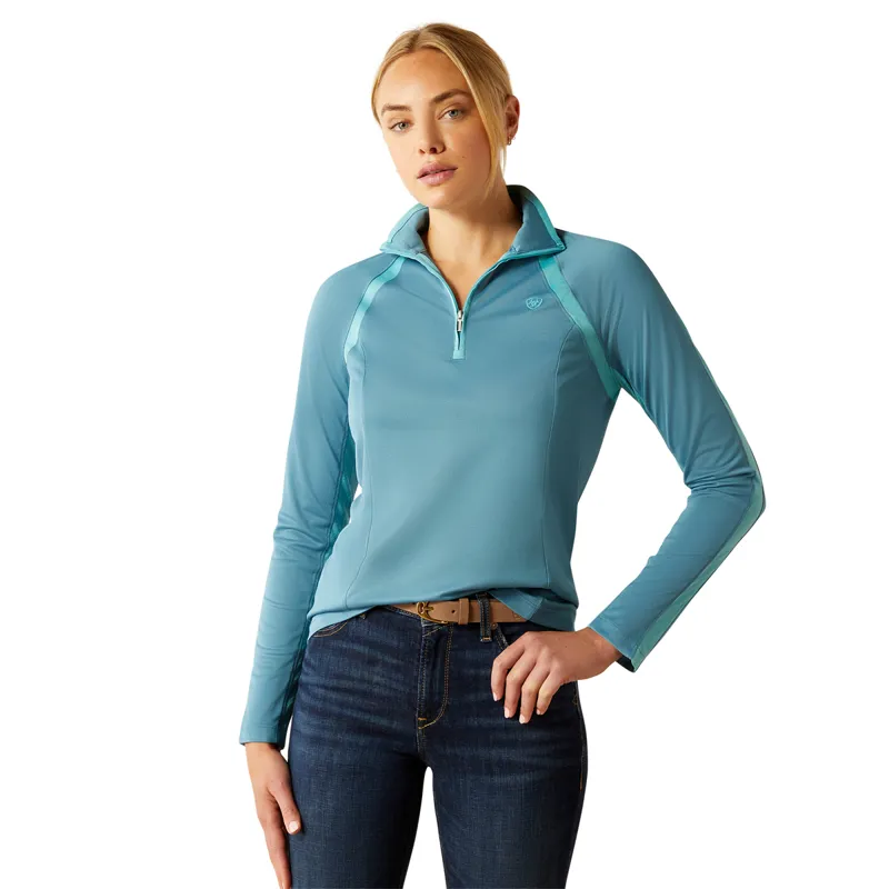Ariat Women's Sunstopper 3.0 1/4 Zip Base Layer - Storm Blue