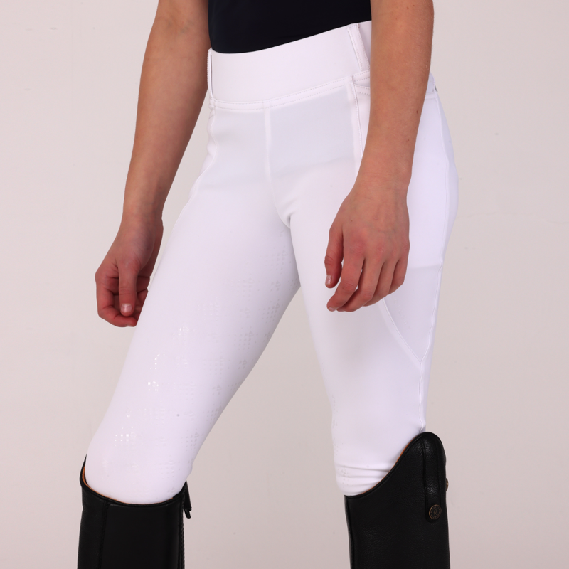 Aubrion Young Rider Optima LX Riding Tights - White-7