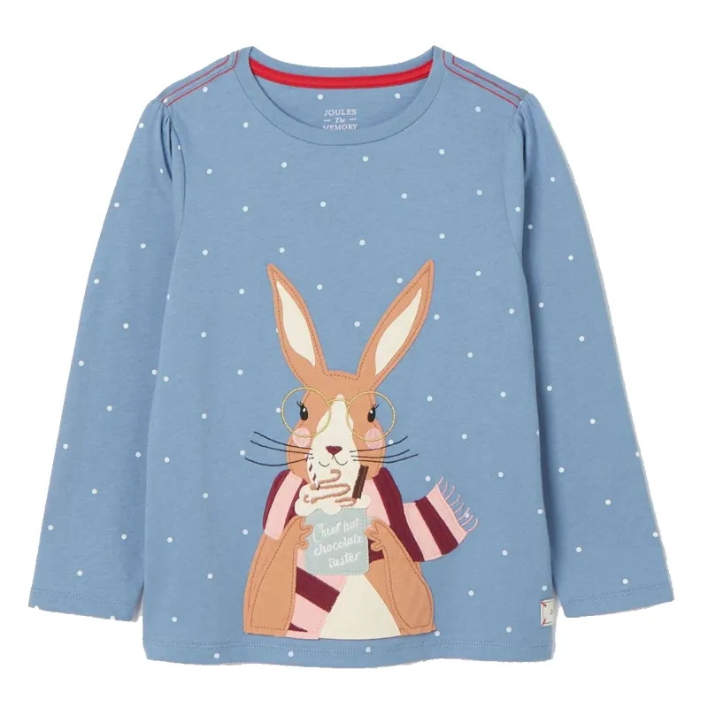 Joules Girls' Ava Artwork T-Shirt - Blue Rabbit