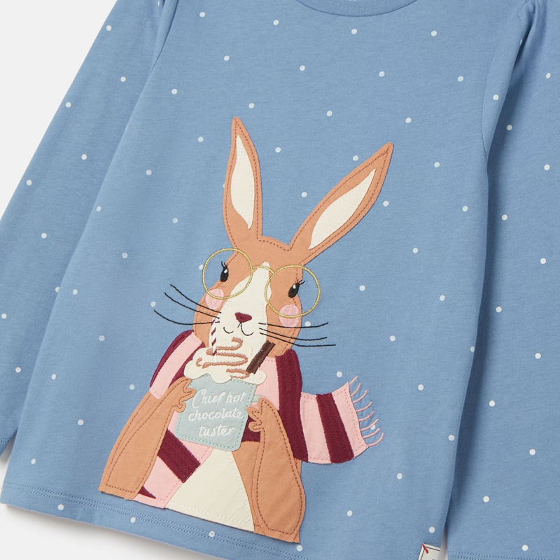 Joules Girls' Ava Artwork T-Shirt - Blue Rabbit-4