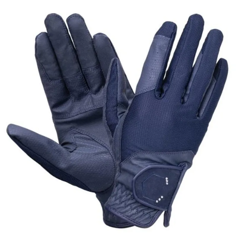 Coldstream Next Generation Child's Blakelaw Diamante Riding Gloves - Navy/Silver