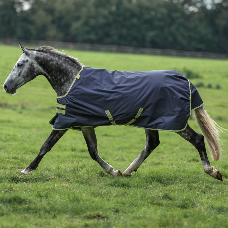 Bucas Oasis 200g Turnout Rug + Neck - Grey/Lime-2