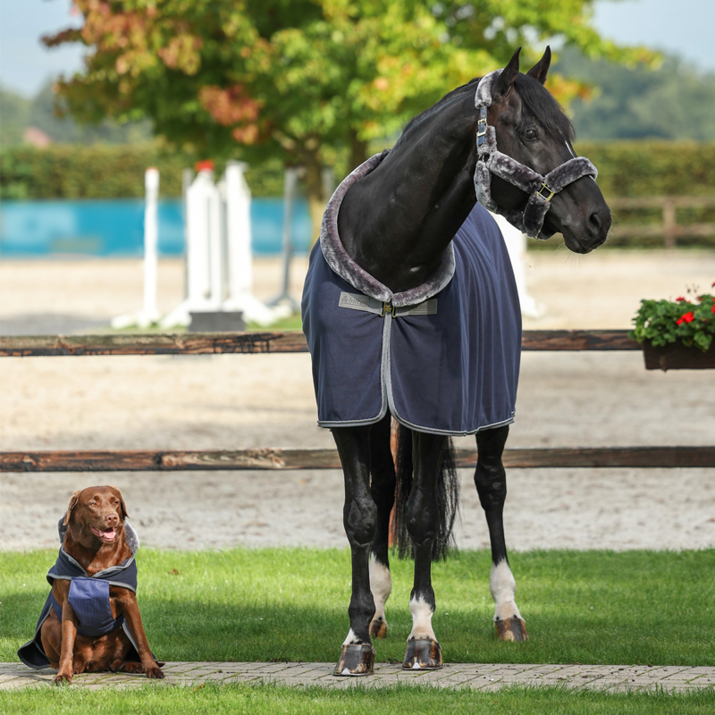 Bucas Show-Line 600g Fleece Rug - Navy/Grey-2