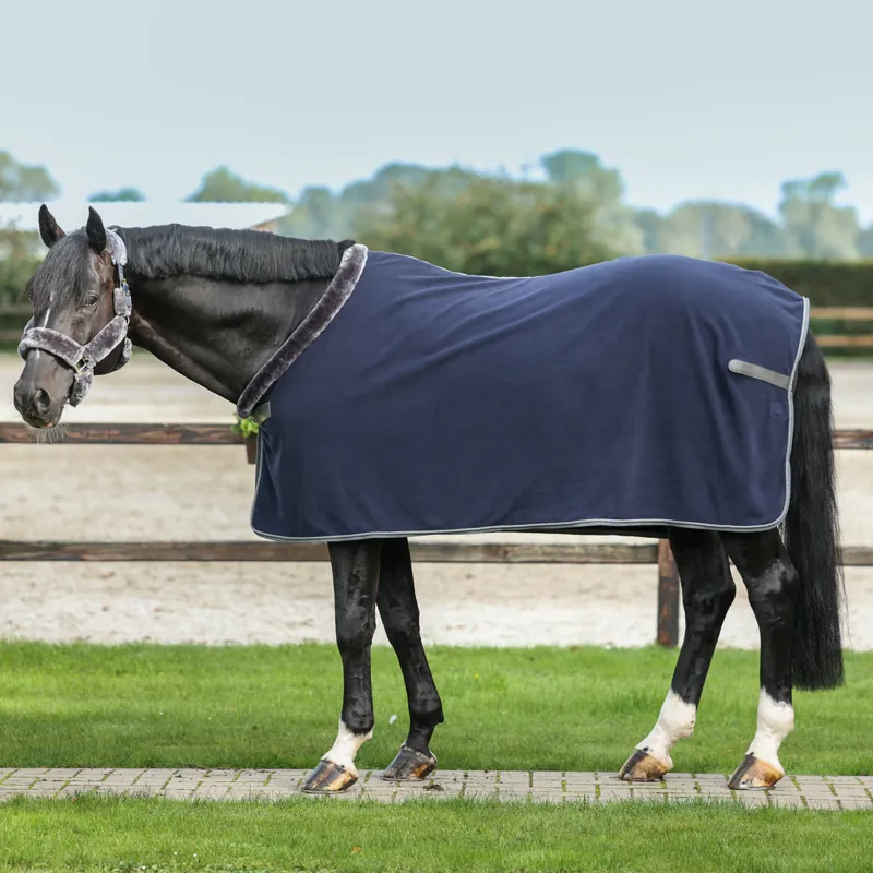 Bucas Show-Line 600g Fleece Rug - Navy/Grey
