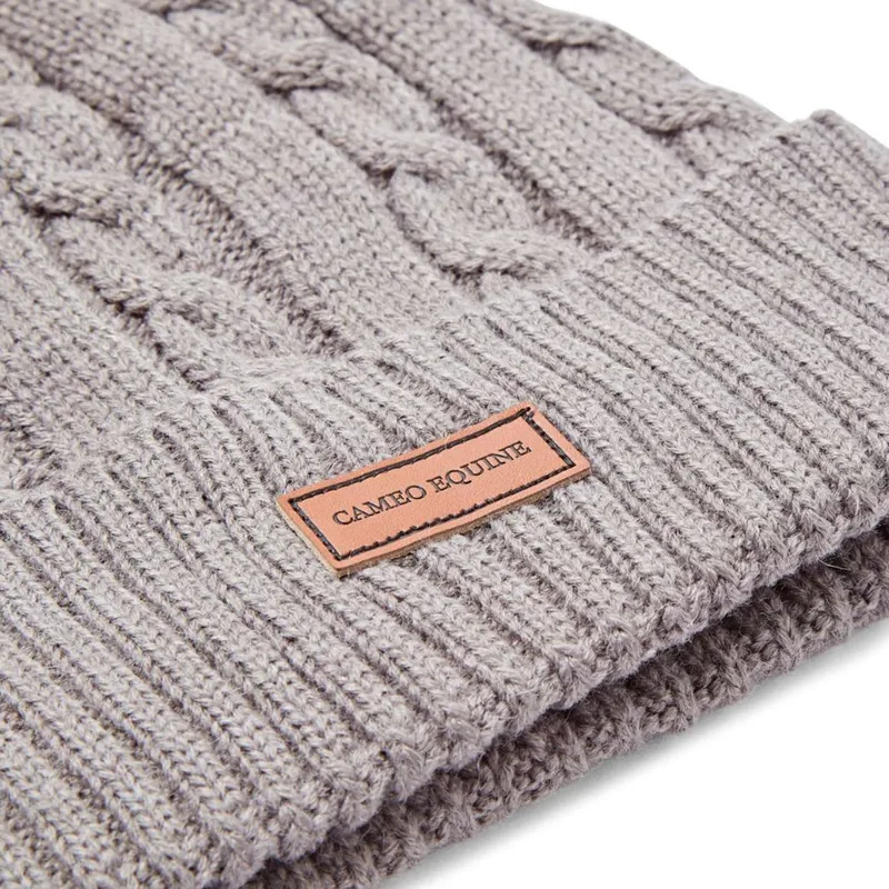 Cameo Cable Knit Chunky Bobble Hat - Grey-1