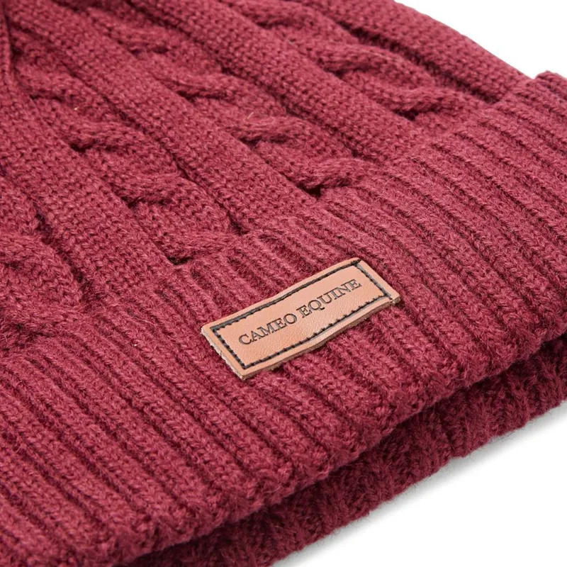 Cameo Cable Knit Chunky Bobble Hat - Plum-1