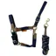 Cameo Performance Leather Headcollar and Leadrope - Navy