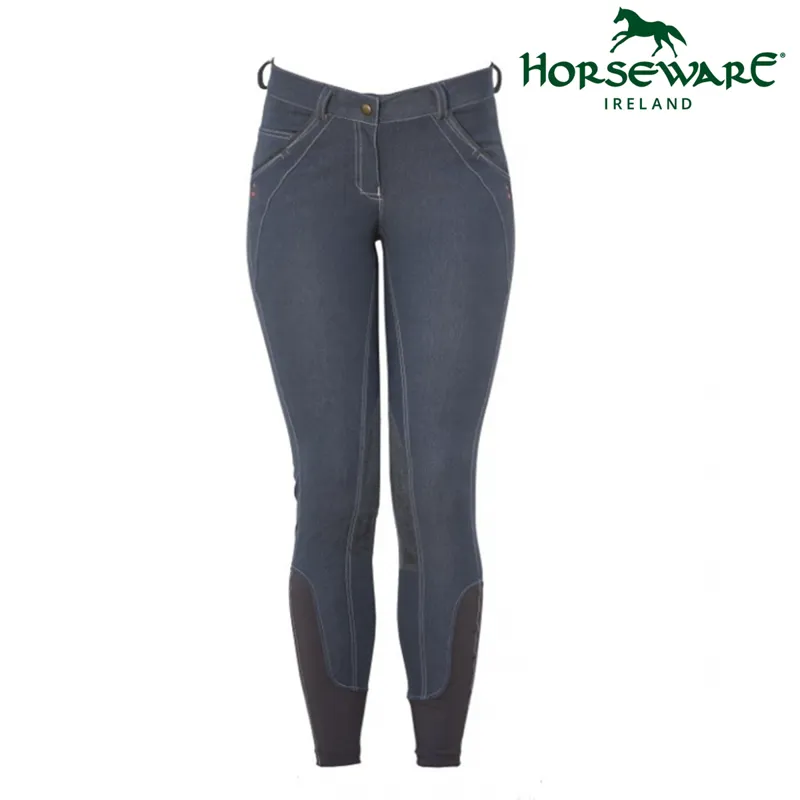 Horseware Denim Knee Patch Breeches - Dark Slate