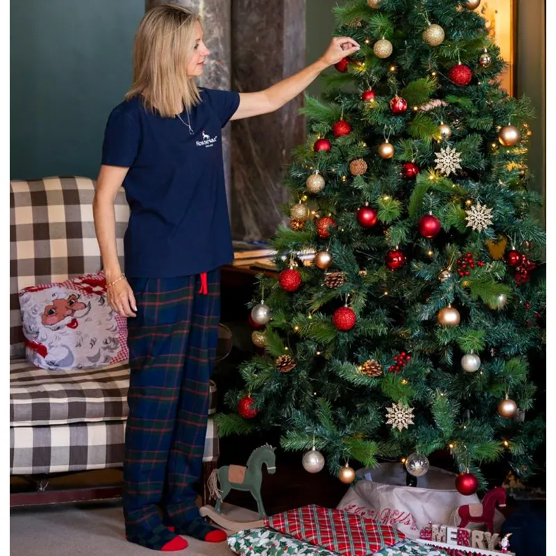 Horseware Women's Holiday PJ Set - Navy Check/Green/Red-1