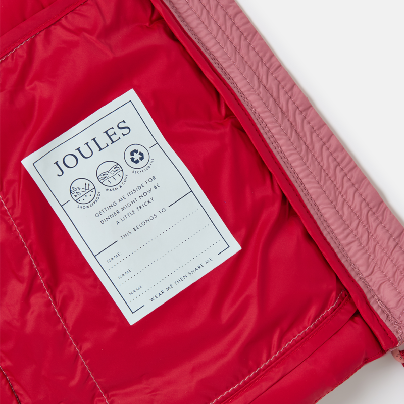 Joules Girls' Kinnaird Showerproof Padded Coat - Pink-3