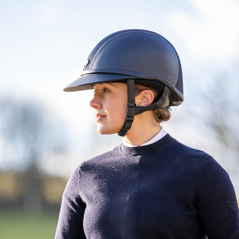 Charles Owen SP8 Plus Leather Look Riding Hat - Navy-2