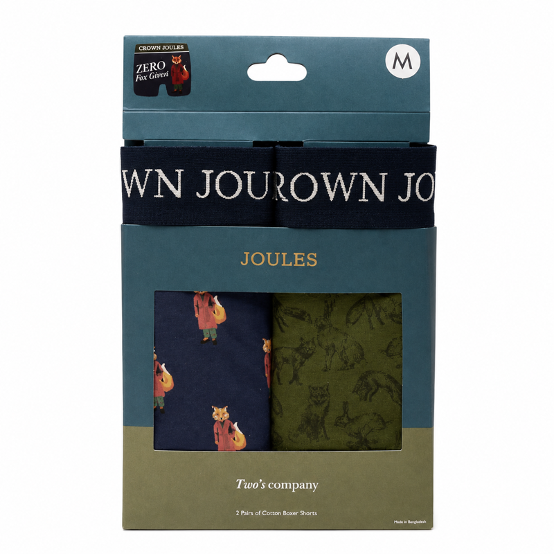 Joules Men's Crown Joules 2 Pack Boxers - Green/Navy