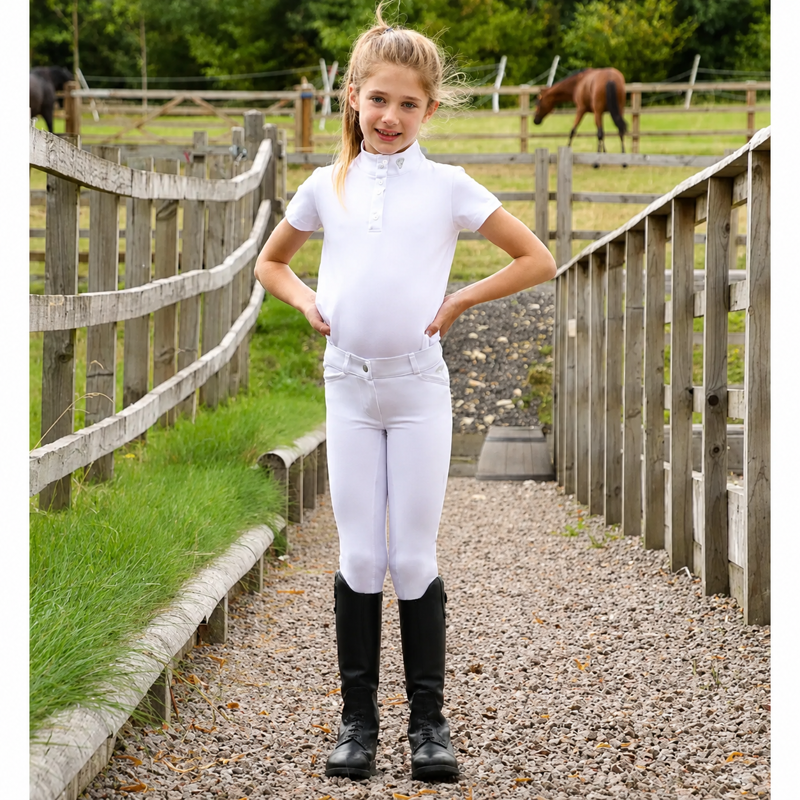 Hy Equestrian Cadiz Mizs Competition Breeches - White/Silver
