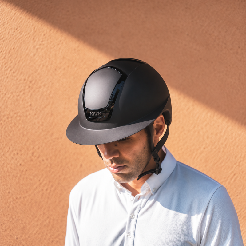Kask Nemesi Metal Wide Peak Riding Hat - Smokey Black-4