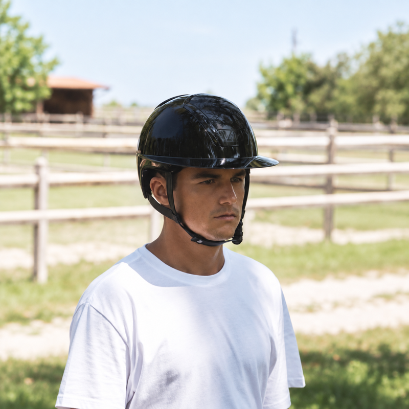 Kask Nemesi Shine Wide Peak Riding Hat - Black-6