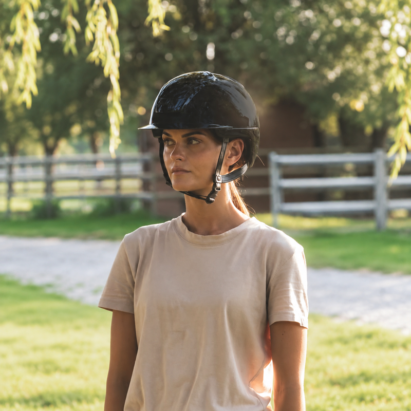 Kask Nemesi Shine Standard Peak Riding Hat - Black-3