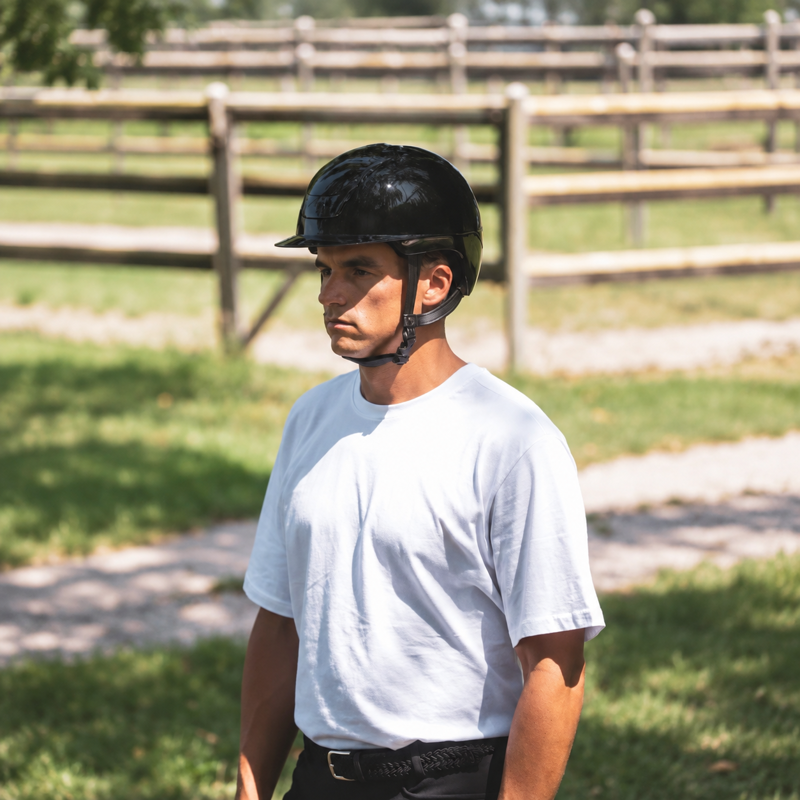 Kask Nemesi Shine Standard Peak Riding Hat - Black-4