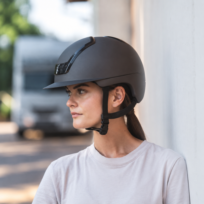Kask Nemesi Metal Standard Peak Riding Hat - Ash Brown-5