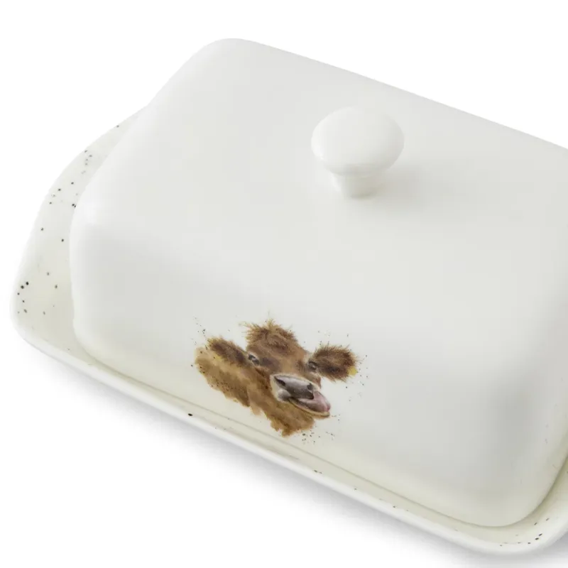 Wrendale Designs 'Moo' Cow Butter Dish-1