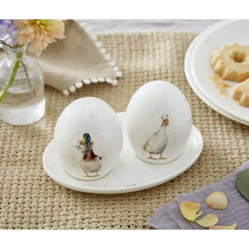 Portmeirion Wrendale Designs 'Not A Daisy Goes By' Duck Salt and Pepper Pots with Tray-4